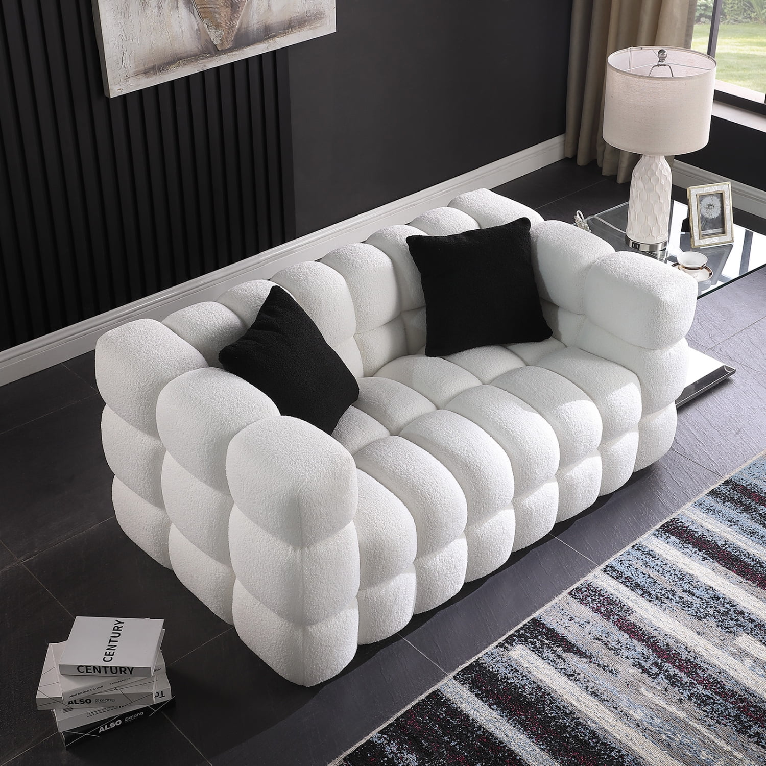 Holaki 3+2 Living Room Sofa Set, Modern Loveseat and 3 Seat Couch Furniture, White