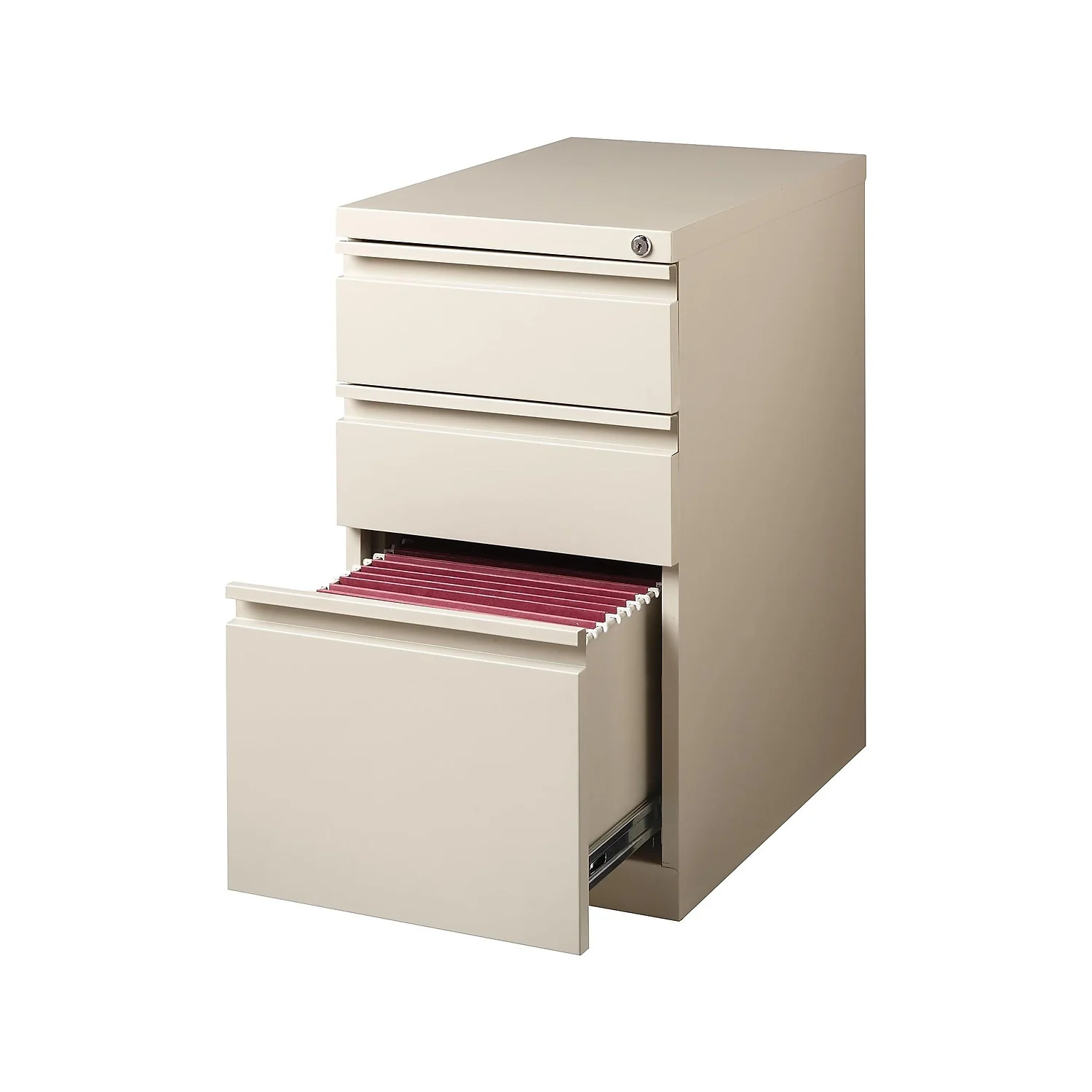 Staples 3-Drawer Mobile Pedestal File Cabinet Putty (20-Inch) 24871D