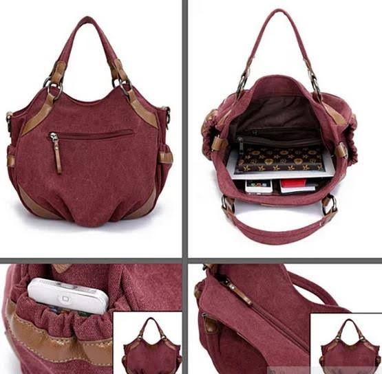Travel Town Canvas Shoulder Bag - Sea Blue