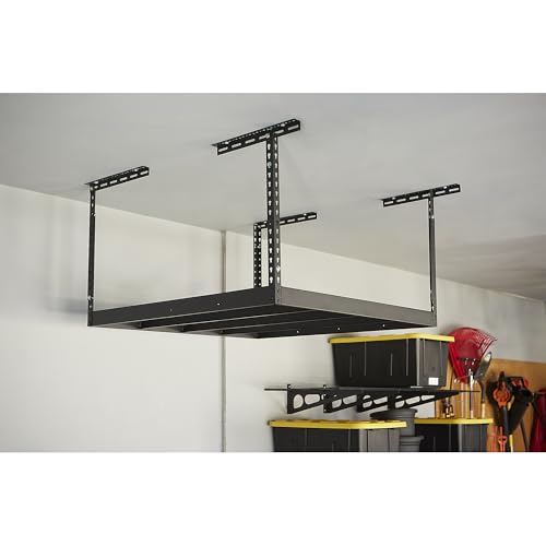 Klutch Gladiator Overhead Garage Storage Rack &mdash; Adjustable Height, 96in.L x 48in.D x 23&ndash;37in.H