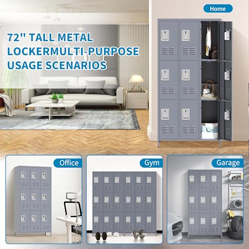 6 Doors Metal Lockers for Employees 72" H Storage Cabinet Lockable Locker with Shelves Steel Storage Locker for Gym School Office Home Requires