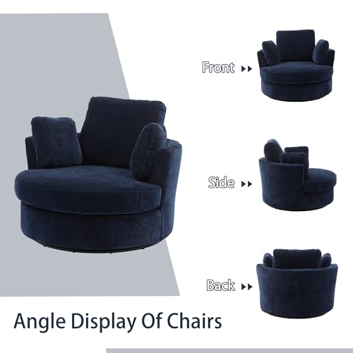 Chifee & Vingol 42.2" Oversized Swivel Accent Chair Round Barrel Chair,Chenille,Beige