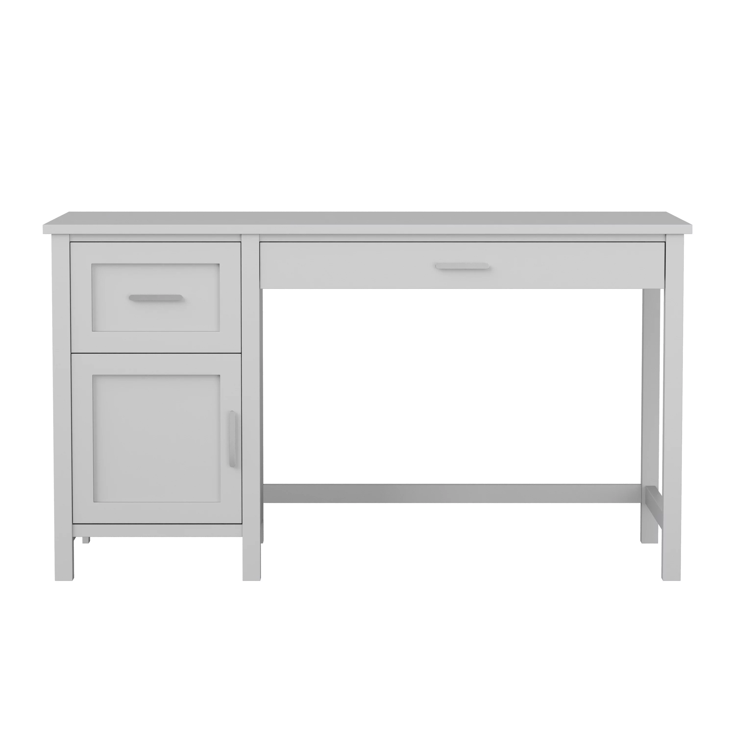 Martha Stewart Hutton Shaker Style Home Office Desk with Storage in Gray with Brushed Nickel Hardware