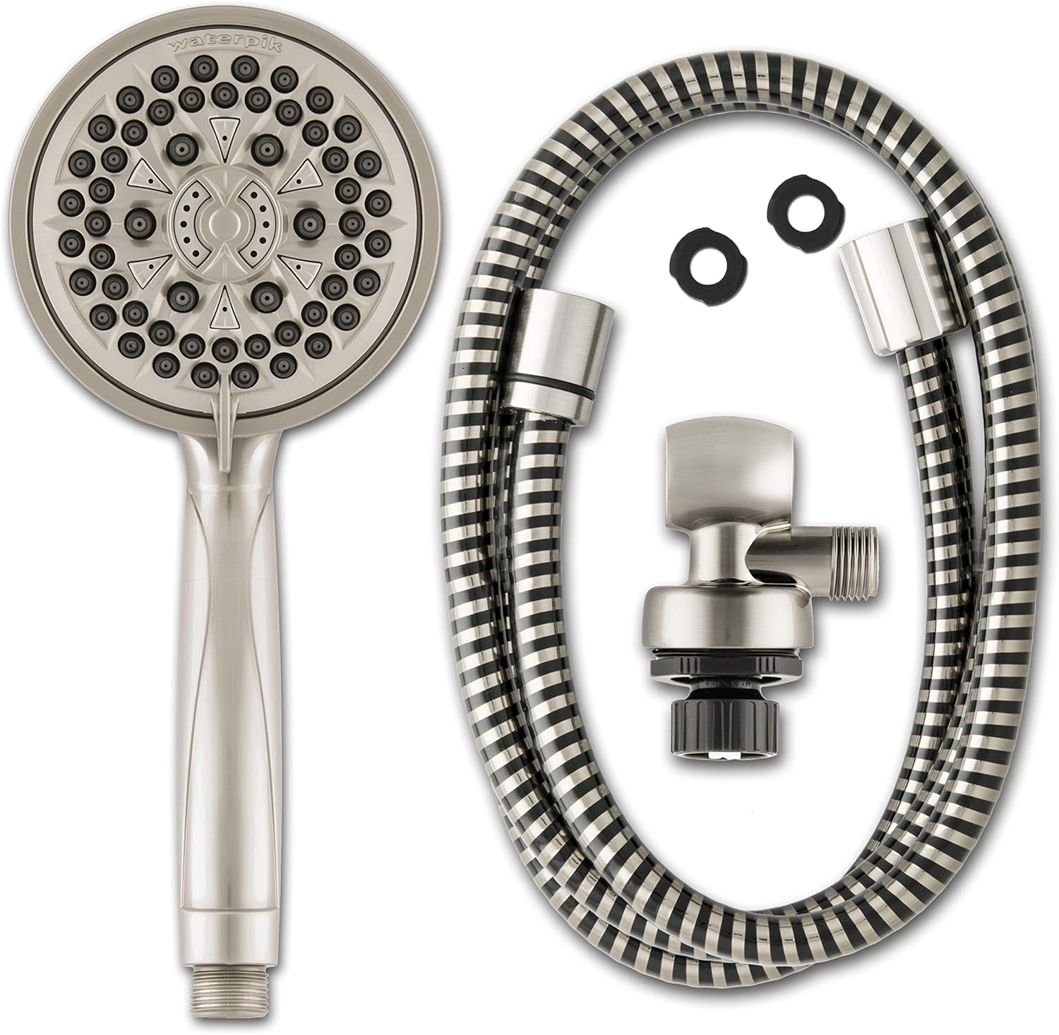 Waterpik High Pressure Powerpulse Massage Hand Held, Brushed Finish, Detachable Shower Head with 7 Spray Settings, ‎XFT-769E Pack of 2
