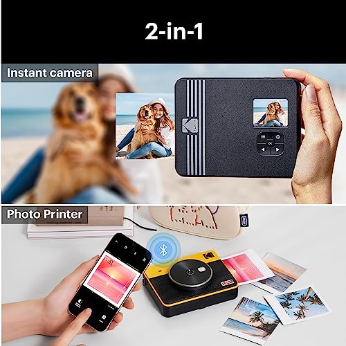 KODAK Mini Shot 3 Retro 4PASS 2-in-1 Instant Digital Camera and Photo Printer (3x3 inches) + 60 Sheets Cartridge Bundle, White