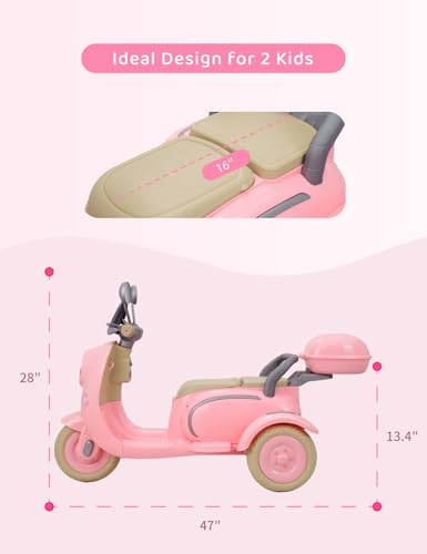 Kids Electric Motorcycle,3 Wheel Bike, Electric Scooter for 3 Year Old,3-Wheel 12V Ride On Scooter for Kids with Storage Compartments