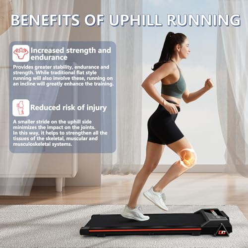 GOYOUTH 2 in 1 Under Desk Electric Treadmill Motorized Exercise Machine with Wireless Speaker, Remote Control and LED Display
