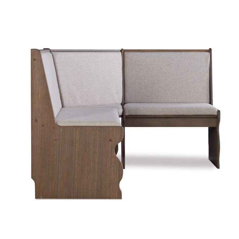 Linon Natasha Wood Corner Nook Dining Set in Brown
