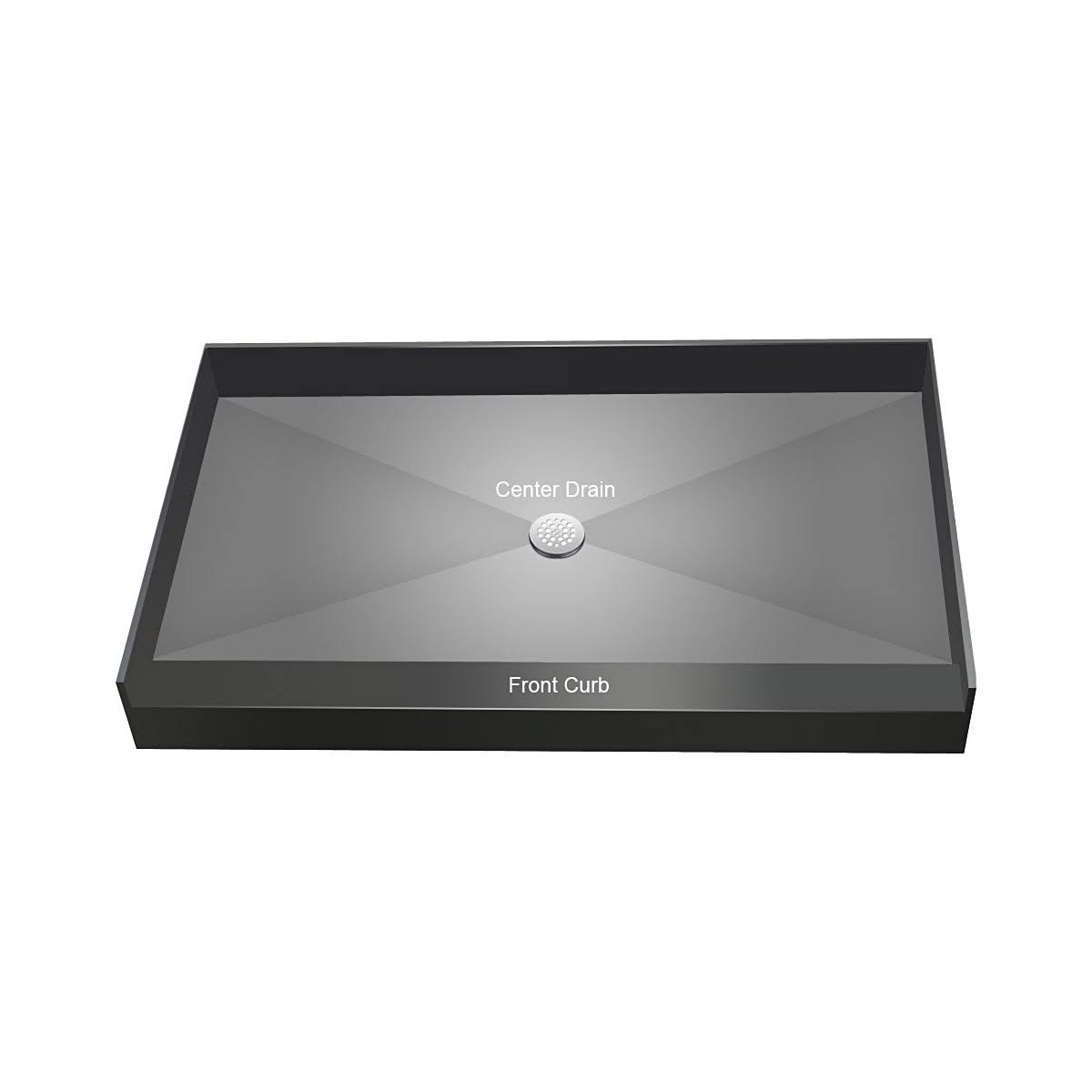 Tile Redi Single Curb Shower Pan,Left Drain 4260L-PVC, Black