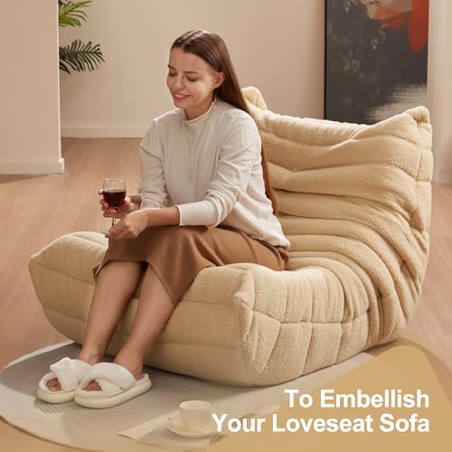Bean Bag Chairs for Adults Giant Bean Bag Chair Memory Foam BeanBag Chair Big Bean Bag Sofa with Filler Faux Fur Fireside Beanbags Lazy Sofa for