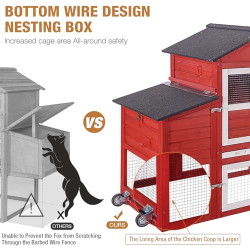 Chicken Coop Chicken House for Outdoor, Poultry Cage with Wheels Mobile Hen House and UV-Resistant Roof - Grey