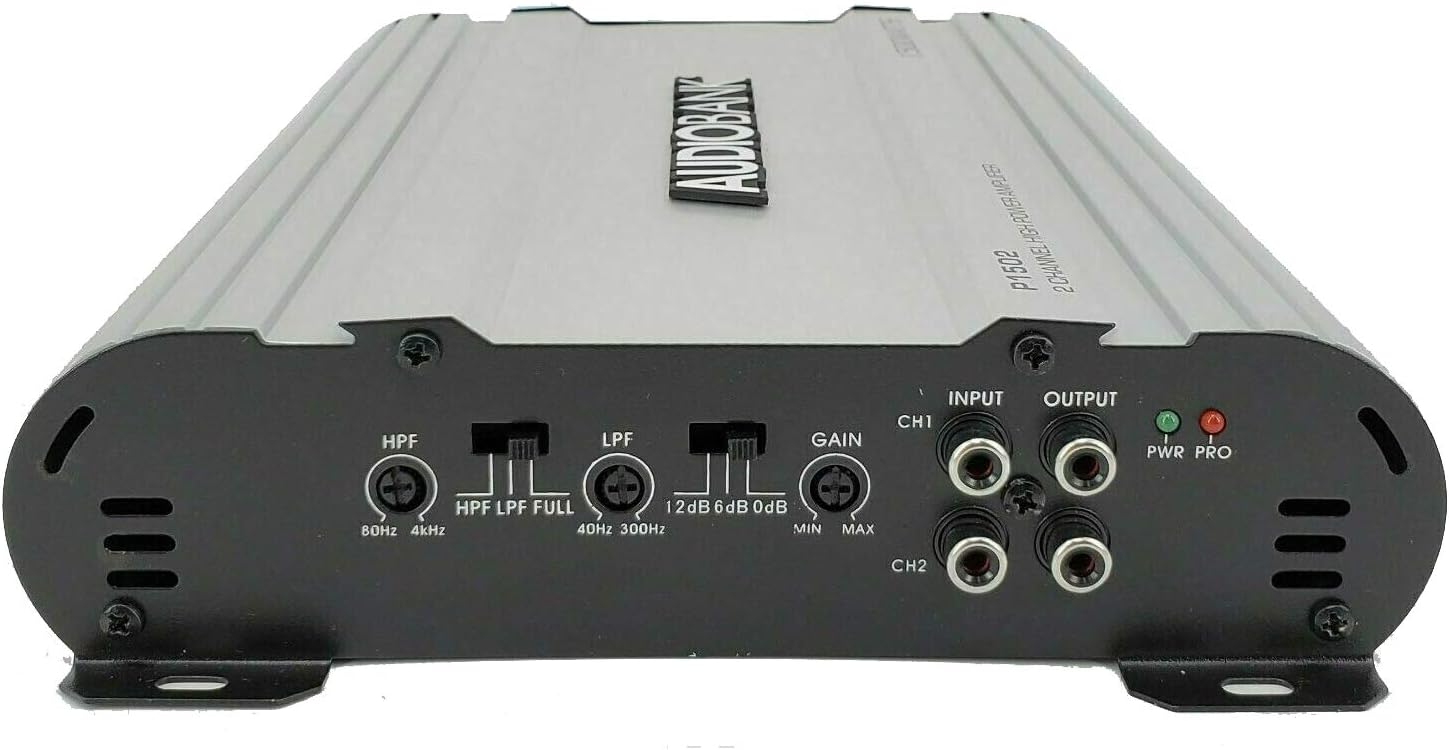 Audiobank 2 Channels 1500 WATTS Bridgedable Car Audio Stereo Amplifier P1502- Remote Turn-On/Turn-Off Circuit - Perfect for Motorcycle, RV, ATV, Car
