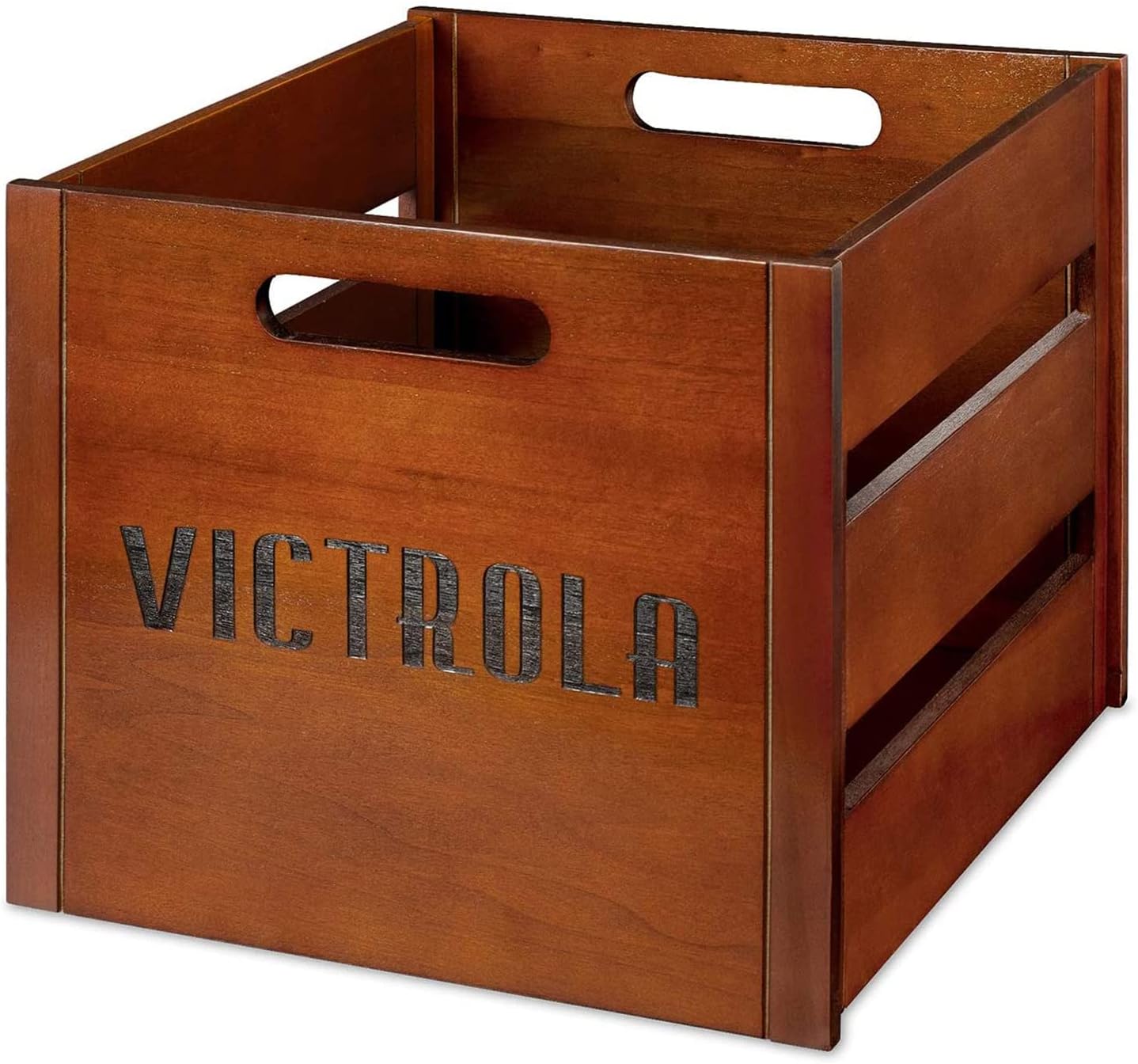 Victrola Nostalgic 6-in-1 Bluetooth Record Player & Multimedia Center + Wooden Stand for Wooden Music Centers with Record Holder Shelf + Wooden