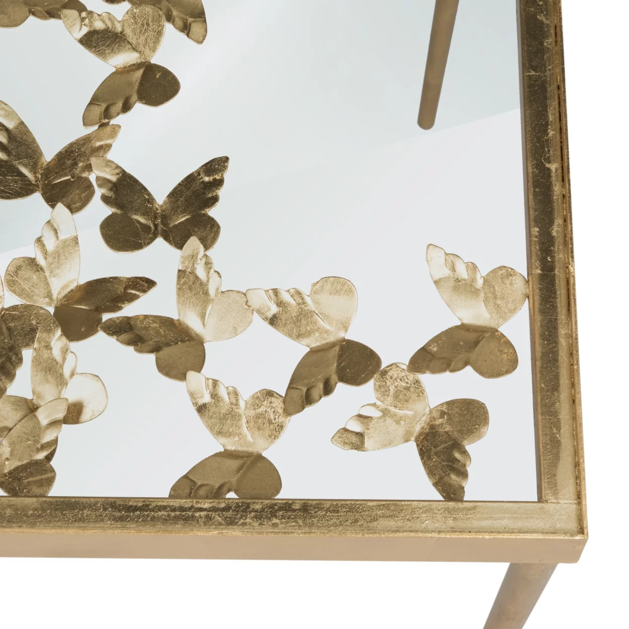 SAFAVIEH Rosalia 29.5 in. H Butterfly Glass Top Desk, Gold/Clear