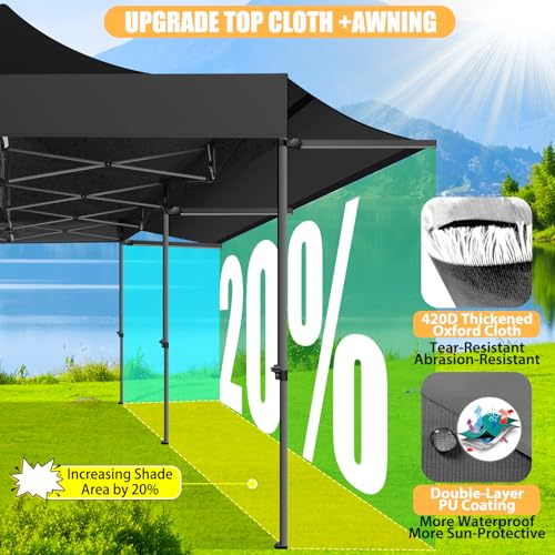 COBIZI 10x10 Pop Up Canopy Tent with Awning