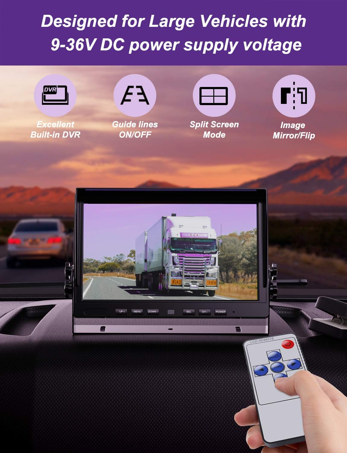 eRapta Backup Camera System with 10" Larger Monitor for Trucks Side/Front/Rear View Back Up Camera Vehicle Security System IP69 Waterproof 4 Cameras