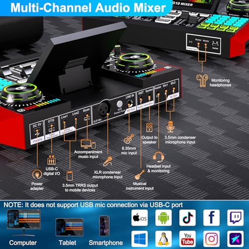 Podcast Microphone Bundle with Live Sound Card Audio Mixer