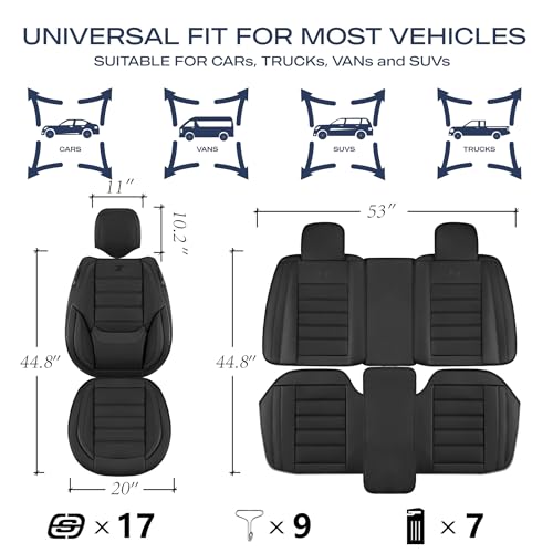 Skechers MAX Cushioning Seat Covers,Memory Foam Leather Car Seat Covers,Waterproof Car Seat Protector Front Seats