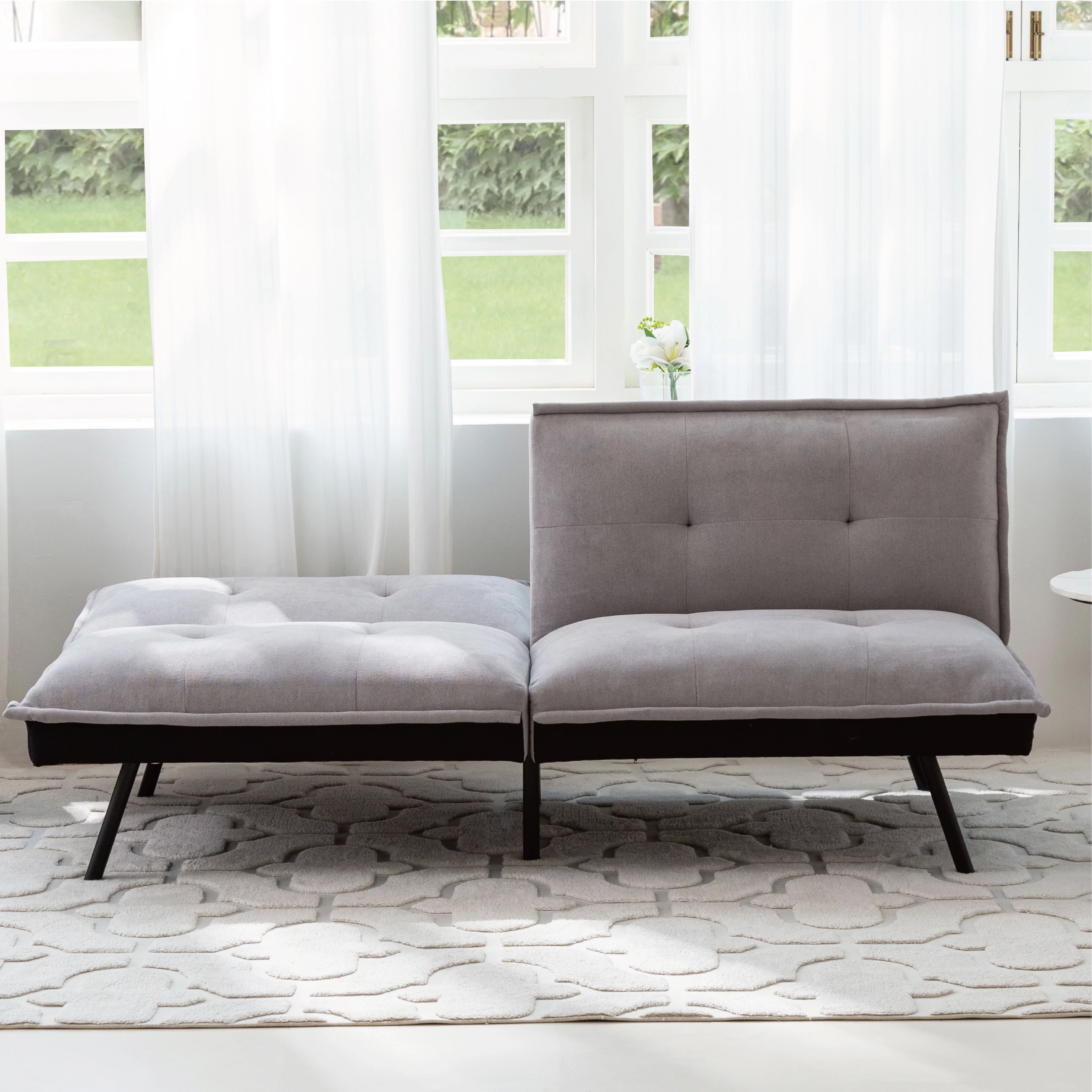 Convertible Memory Foam Futon Sofa Bed Couch, Gray