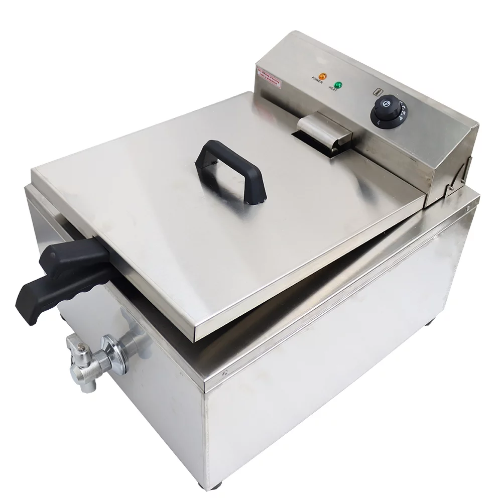 INTBUYING Funnel Cake Fryer Commercial Stainless Steel Countertop Fryer Restaurant Kitchen Shallow Funnel Cake Fryer