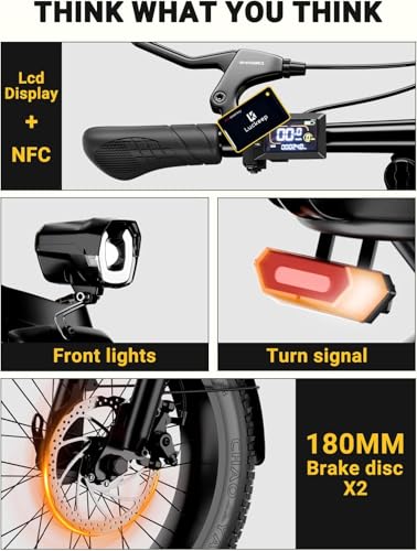 C23 2 Seater Electric Bike for Adults,750W Peak Motor 28 MPH, 720WH Removable Battery 65Miles Step-Thru Folding Ebikes,20" Fat Tire E-Bikes with NFC