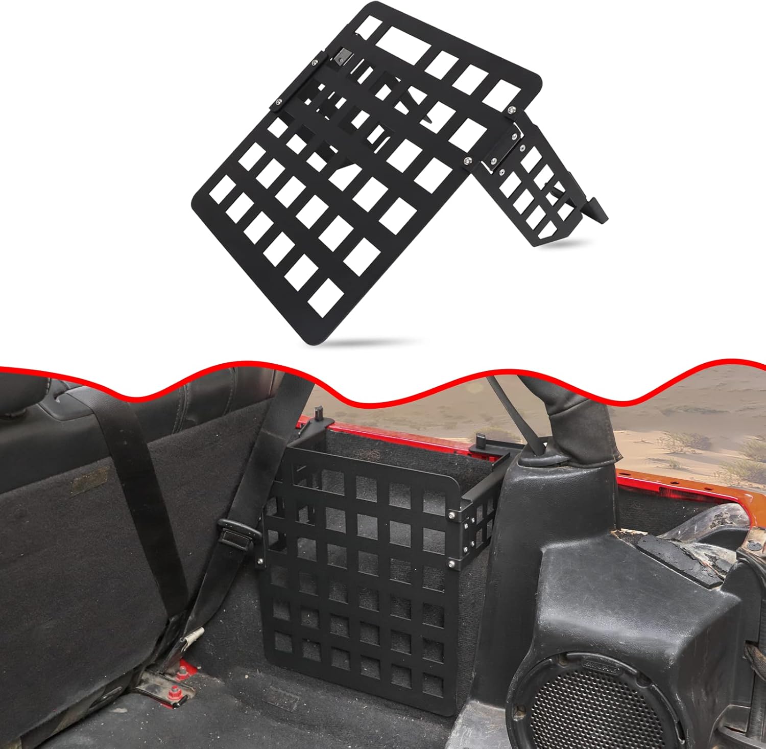 MFC Rear Cargo Storage Rack Shelf Metal Trunk Organizer Storage Shelf Compatible with for Jeep Wrangler JK Unlimited 4-Door 2007-2018,Right Side