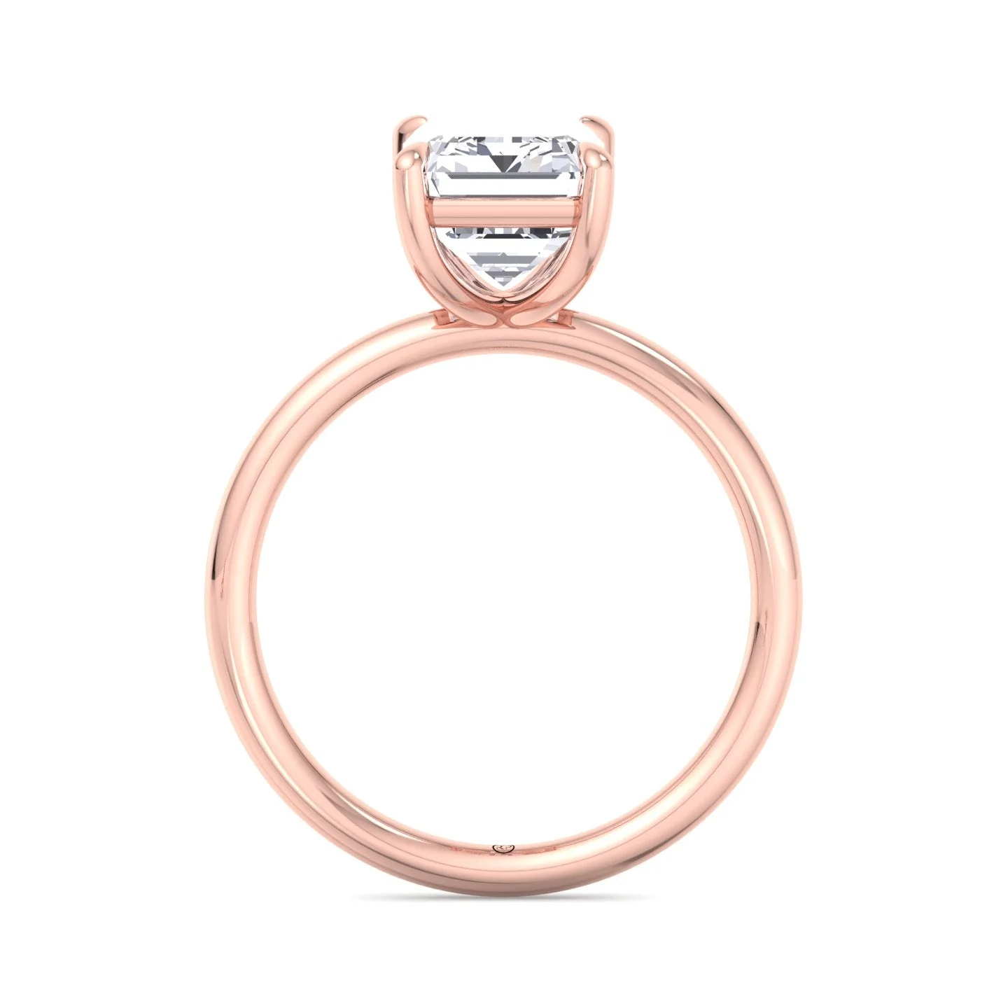 Melsa - Emerald Cut Moissanite Lab- Diamond Thin Band Solitaire Engagement Ring