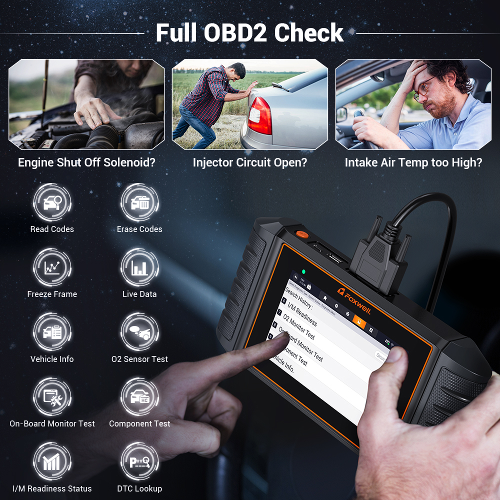 FOXWELL NT716 OBD2 Scanner Code Reader ABS Bleed Scan Diagnostic Tool SRS Transmission Engine Scanner Car Tool EPB TPMS SAS TPS Oil Reset