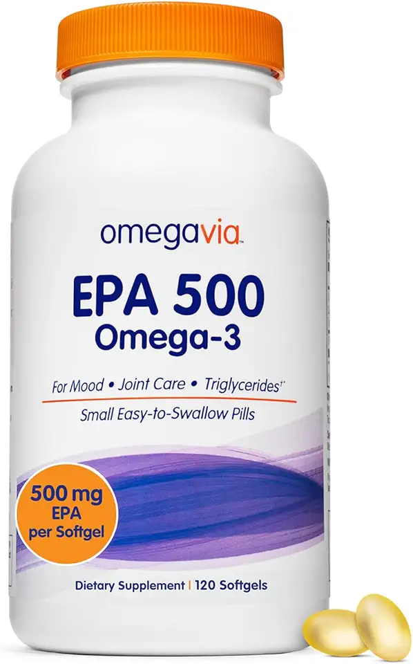 Sponsored Ad - OmegaVia EPA 500, Purified Omega-3 Fish Oil Supplement, 500 mg EPA in Triglyceride Form, Burpless Fish Oil, Non-GMO, Gluten-Free