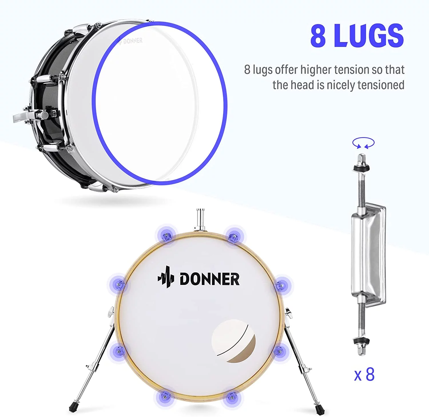 Donner Drum Set Adult with Silent System, 5-Piece Full Size Professional Drum Kit Black - Curated Treasures Market
