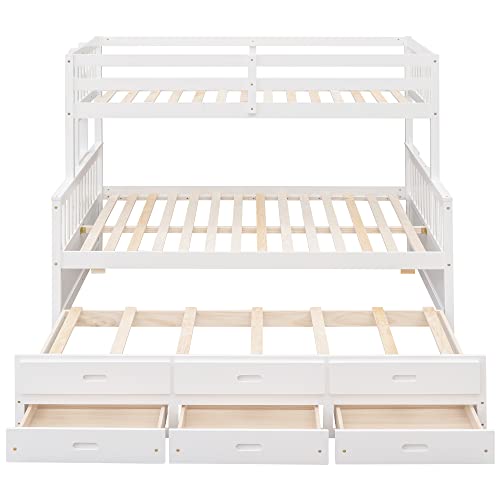 Harper & Bright Designs Twin Over Twin Bunk Bed with Storage Drawers, Solid Wood Bunk Bed Frame with Trundle, for Kids, Teens, Adults (Espresso)
