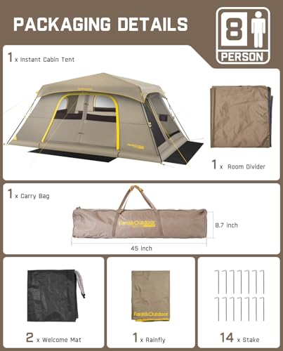 FanttikOutdoor Zeta C8 Air/C10 Air Camping Tent, Lightweight 10 Person Instant Cabin Tent Setup in 60s, 20% Lighter
