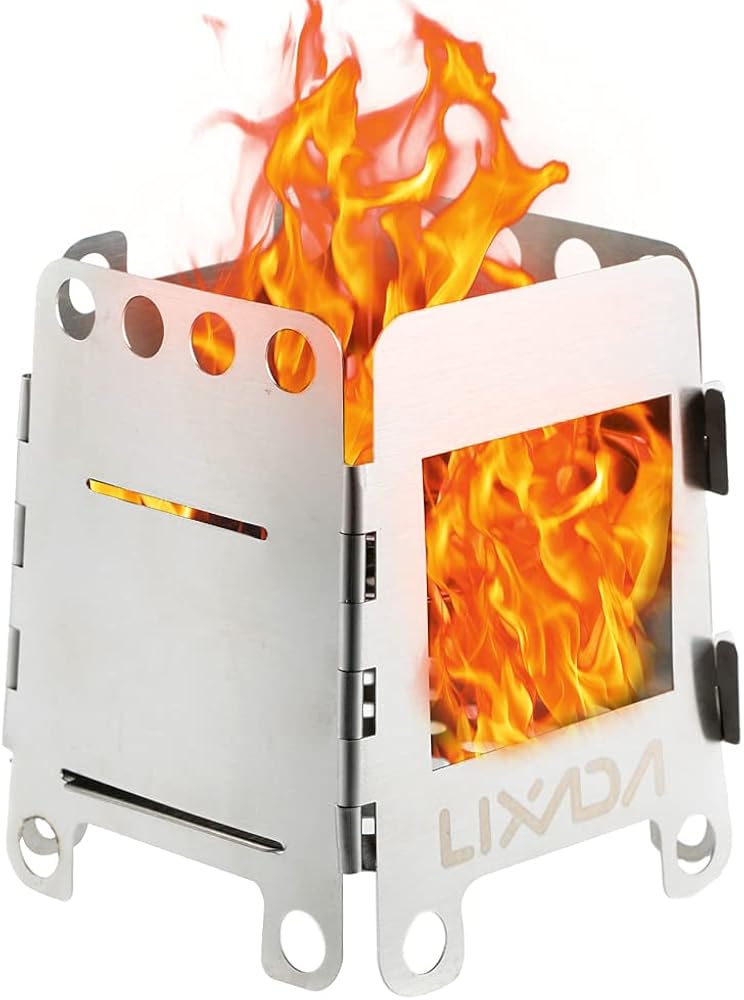 Lixada Camping Stove Portable Folding Stainless Steel Stove Wood Burning Stove Lightweight,Compact