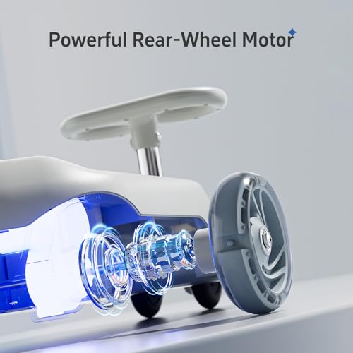 Upgraded Clean Car for Kids, Metal Rod with Built-in Bearings for Precise Steering, Electric Go Kart with Cleaning Function