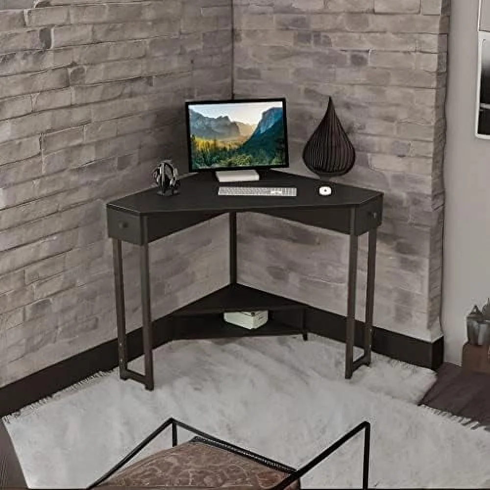 YZboomLife Corner Desk 31.5 Inch Triangle Computer Desk  Workstation with Drawer for Small Space  Small Corner Desk Space Saving with   for Home