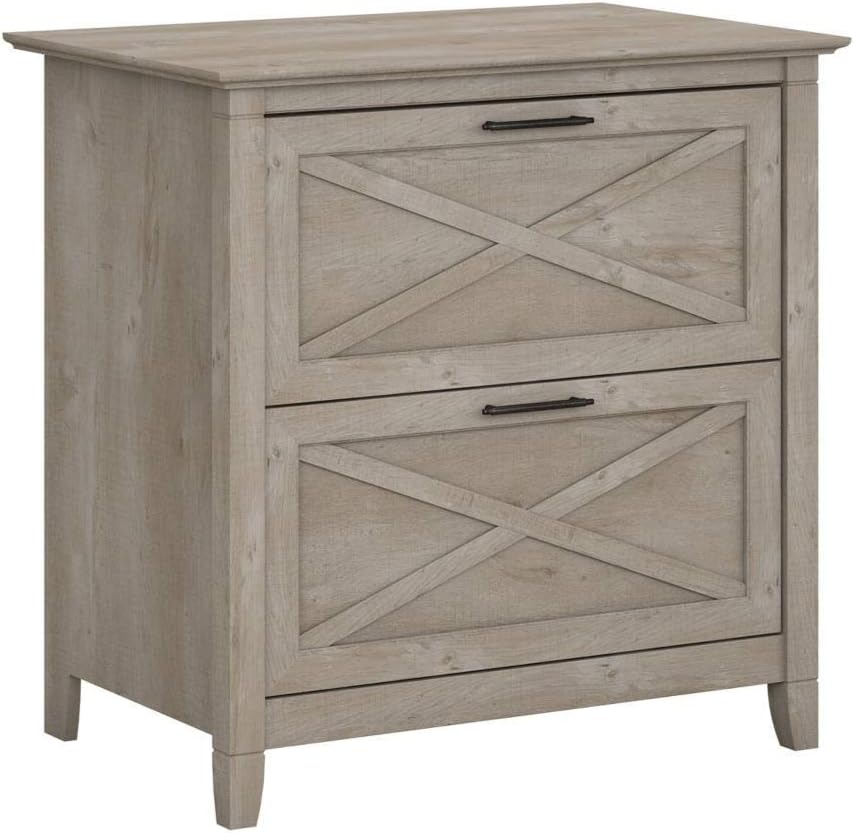 Bush Furniture Key West 2 Drawer Lateral File Cabinet in Washed Gray
