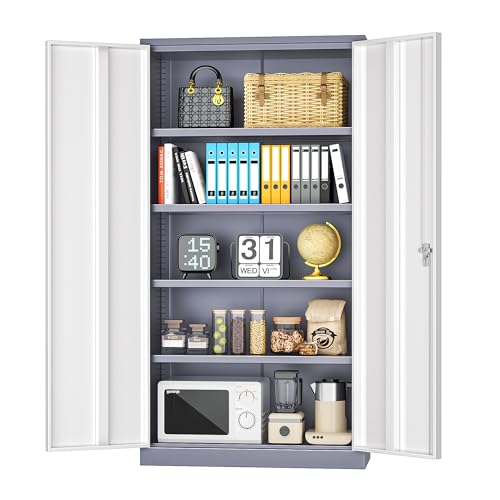 INTERGREAT Metal Storage Cabinets 72” Black Garage Steel Storage Cabinet with Doors and Shelves, Metal Tool Cabinet