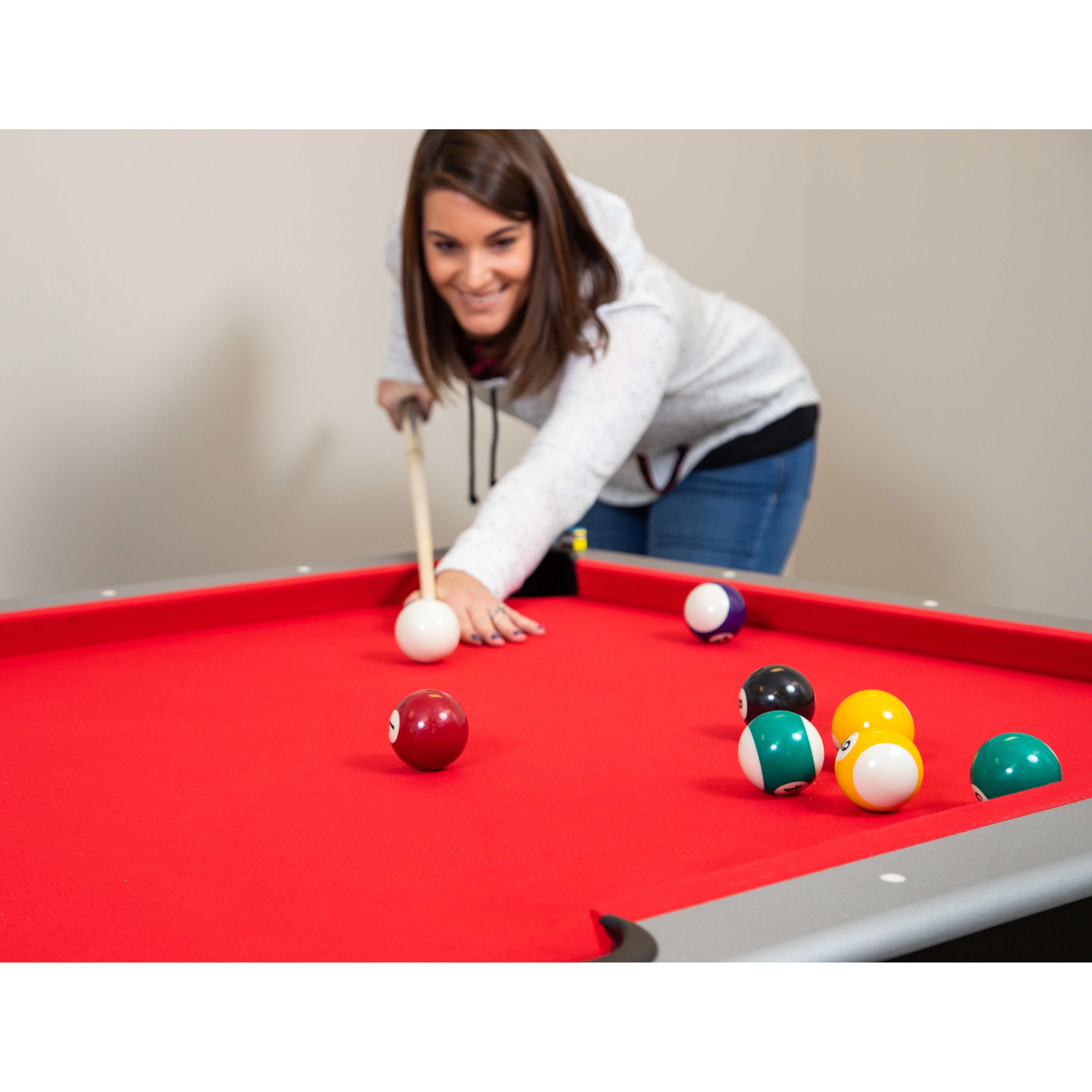 Hathaway Maverick Pool Table with Table Tennis Top, 7-ft, Red