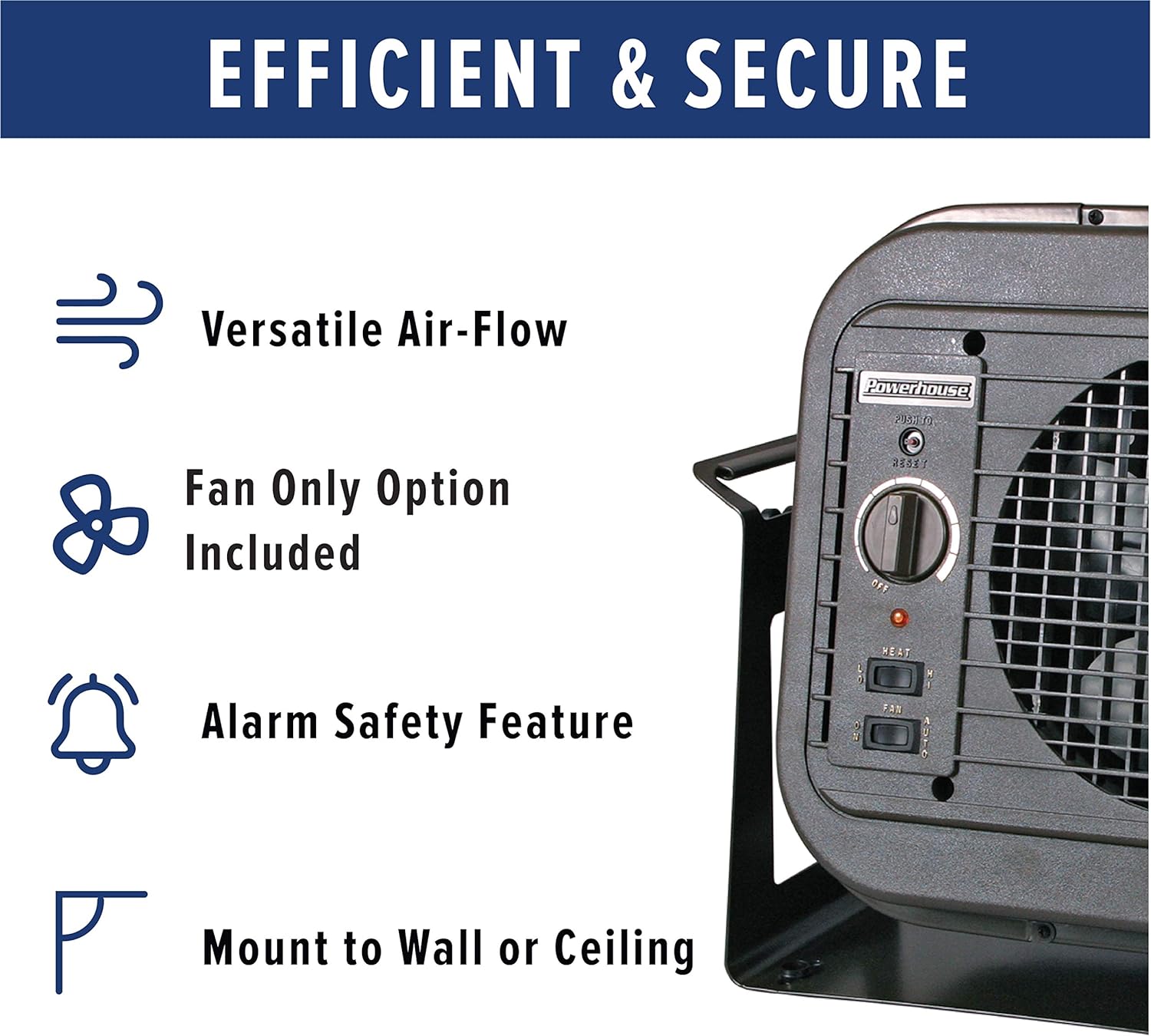 Qmark MUH35 Self-Contained Unit Heater with Mounting Bracket for Factories, Garages, Warehouses, and Schools, 5000 Watt, 240 Volt, Gray