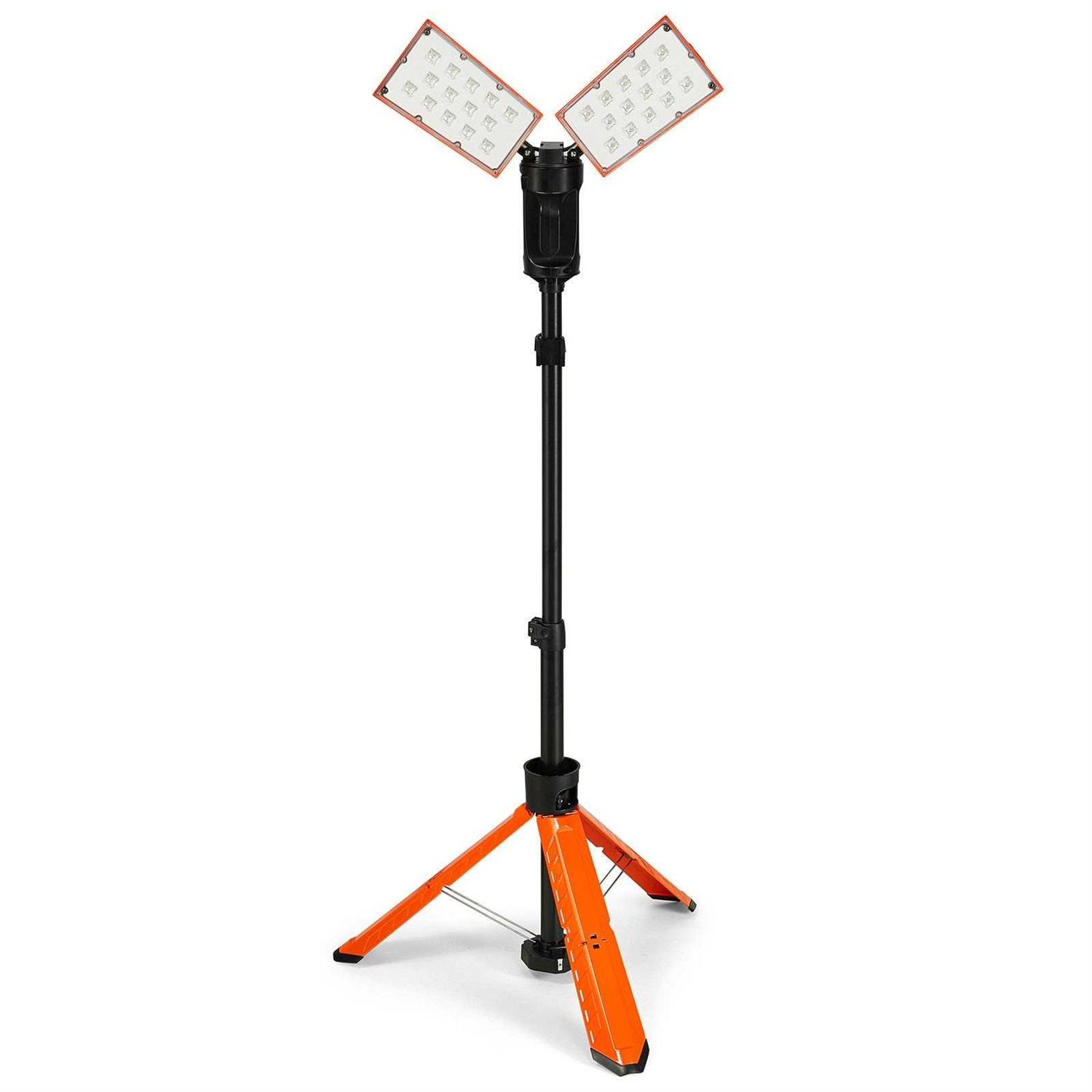 VEVOR Led Work Light 2500 lm Jobsite Light 27.6 in. to 70 in. Adjustable with Foldable Tripod Stand Wireless Remote Control