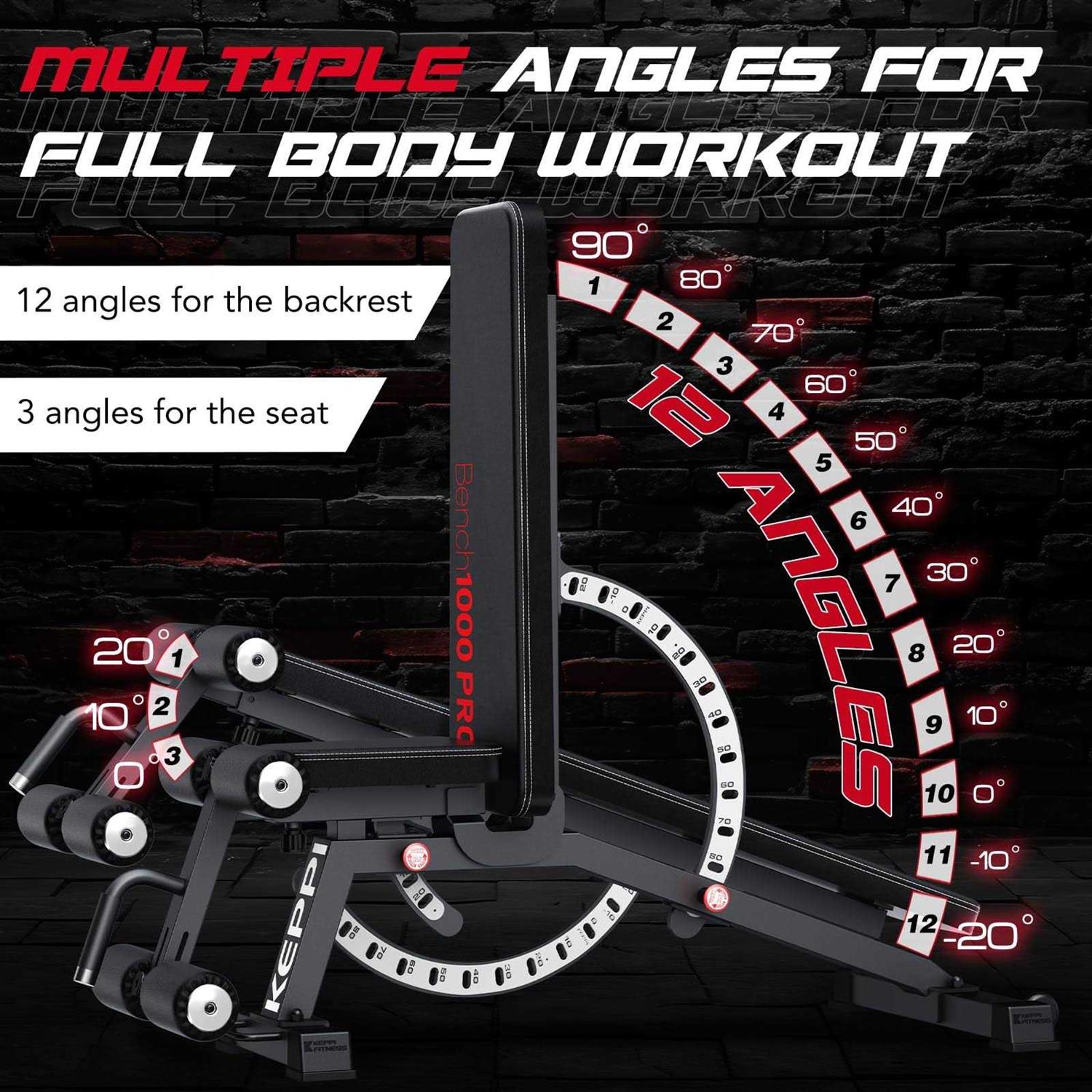 Keppi 1200lb Weight Bench Heavy Duty Bench1000 Pro Adjustable Workout Bench Press Set for Home Gym Strength Training - Sports Supplies Online Store