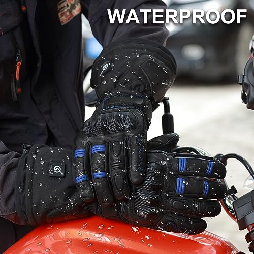 Savior Professional Heated Motorcycle Gloves for Men Women,Dual Mode Electrically Heated Waterproof and Windproof Gloves with 12V Charging Cord