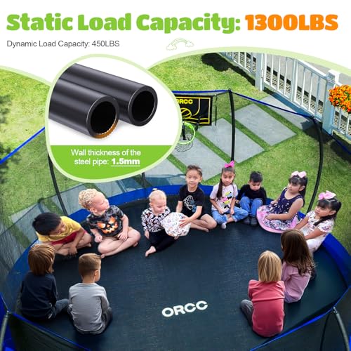 ORCC 1200LBS Weight Capacity Trampoline 16 15 14 12 10 8FT Outdoor Yard Trampolines for Kids Adults Outdoor Yard Trampolines for Kids Adults