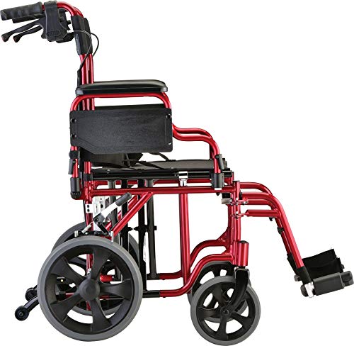 NOVA Heavy Duty Bariatric Transport Chair with 400 lb. Weight Capacity, 22” Extra-Wide Seat with Locking Hand Brakes