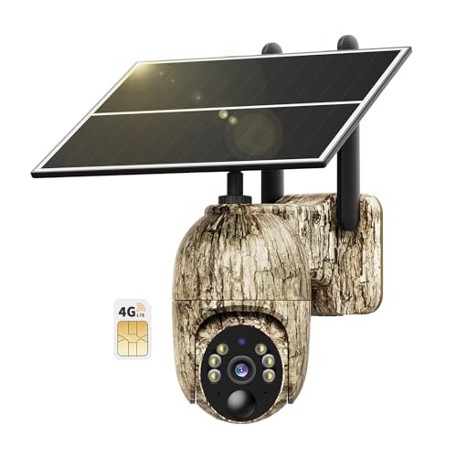 Cellular Trail Camera 3rd Generation 4G LTE with Solar Panel, Live Video Game Camera Include SIM Card with 360° Pan Tilt, Motion Activated