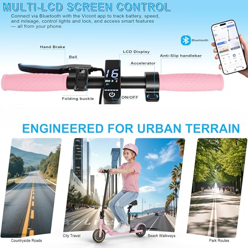 Electric Scooter for Adults with Seat, Folding Commuter E Scooter with 350W Motor, 19MPH Speed, 21 Miles Long Range, Dual Brakes, App Control