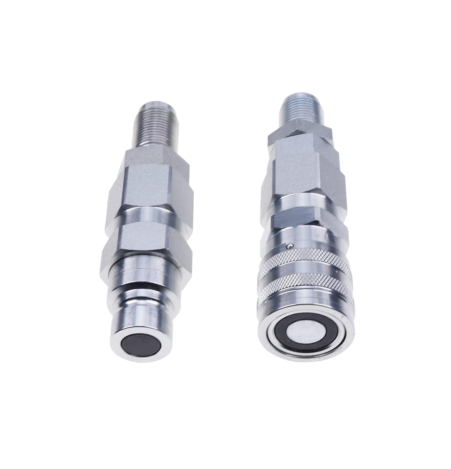 FridayParts 10 JIC Thread 1/2 Flat Face Hydraulic Quick Connect Coupler Set for Bobcat New Holland Case GEHL, Silver