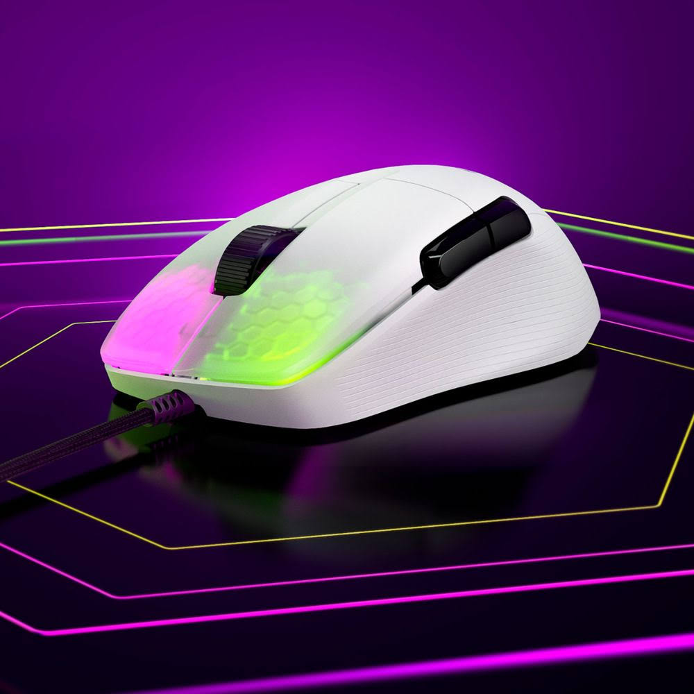 Roccat - Kone Pro Wired Ultralight 19K dpi Optical Gaming Mouse with RGB Lighting White - Arctic White