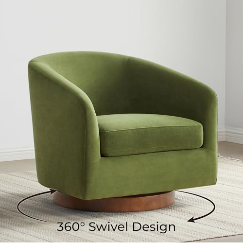 CHITA Swivel Accent Chair, FSC Certified Upholstered Fabric Barrel Chair for Living Room, Fully Assembled, Flax Beige