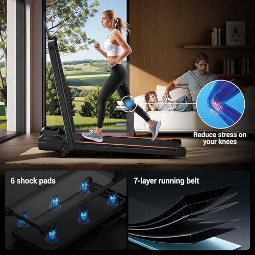 12% Incline Walking Pad Treadmills for Home and Office, 3-in-1 Folding Treadmill, Portable Under Desk Treadmill with 2.5 HP Quiet Brushless